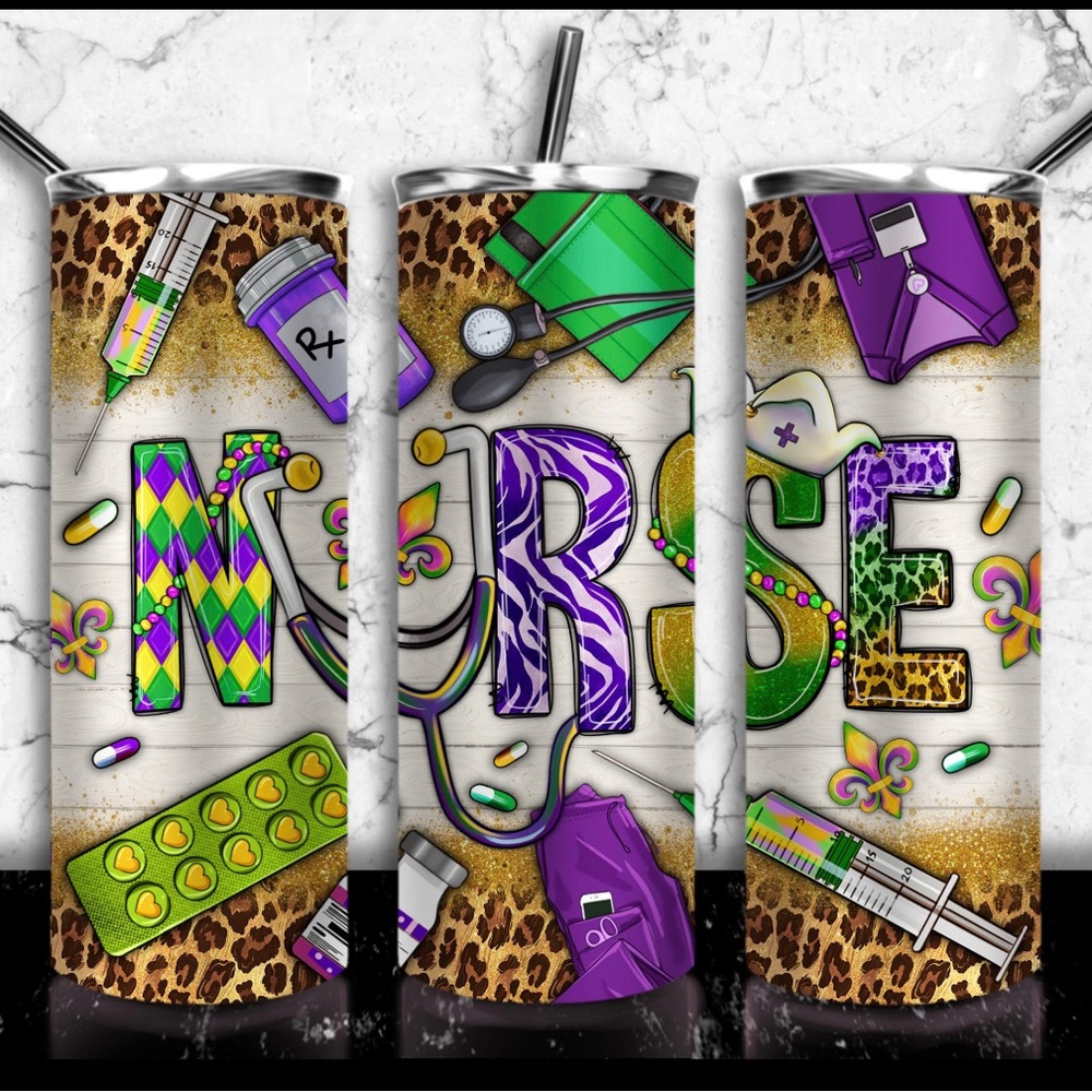 Mardi Gras Nurse Tumbler
